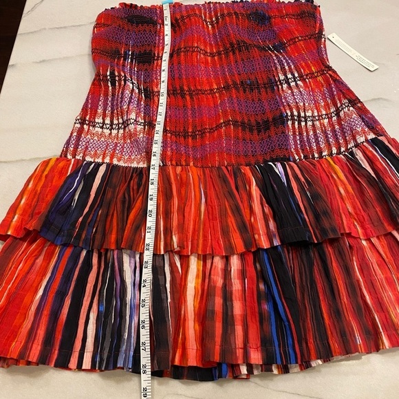 Anthropologie Plenty Strapless Tiered Mini Size XL Red Ikat - Picture 7 of 15